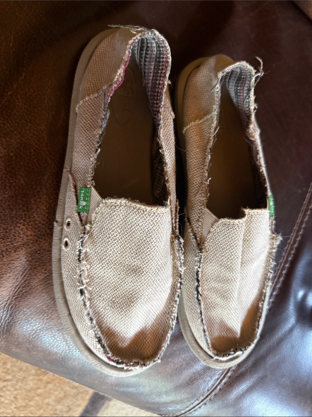 Sanuk Kids Tan Canvas Slip-On Shoes
